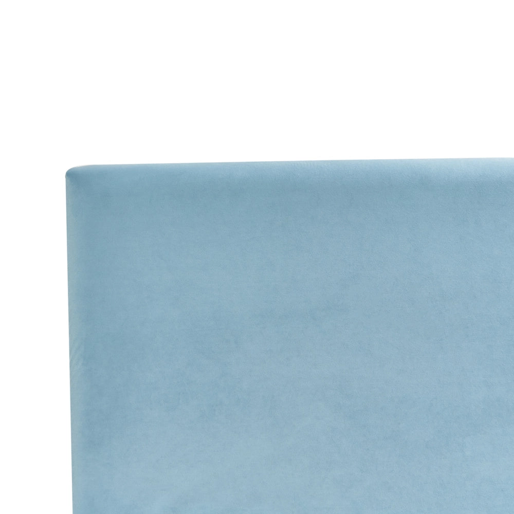 Letto singolo in Velluto azzurro con rete a doghe 90 x 200 cm stile contemporaneo