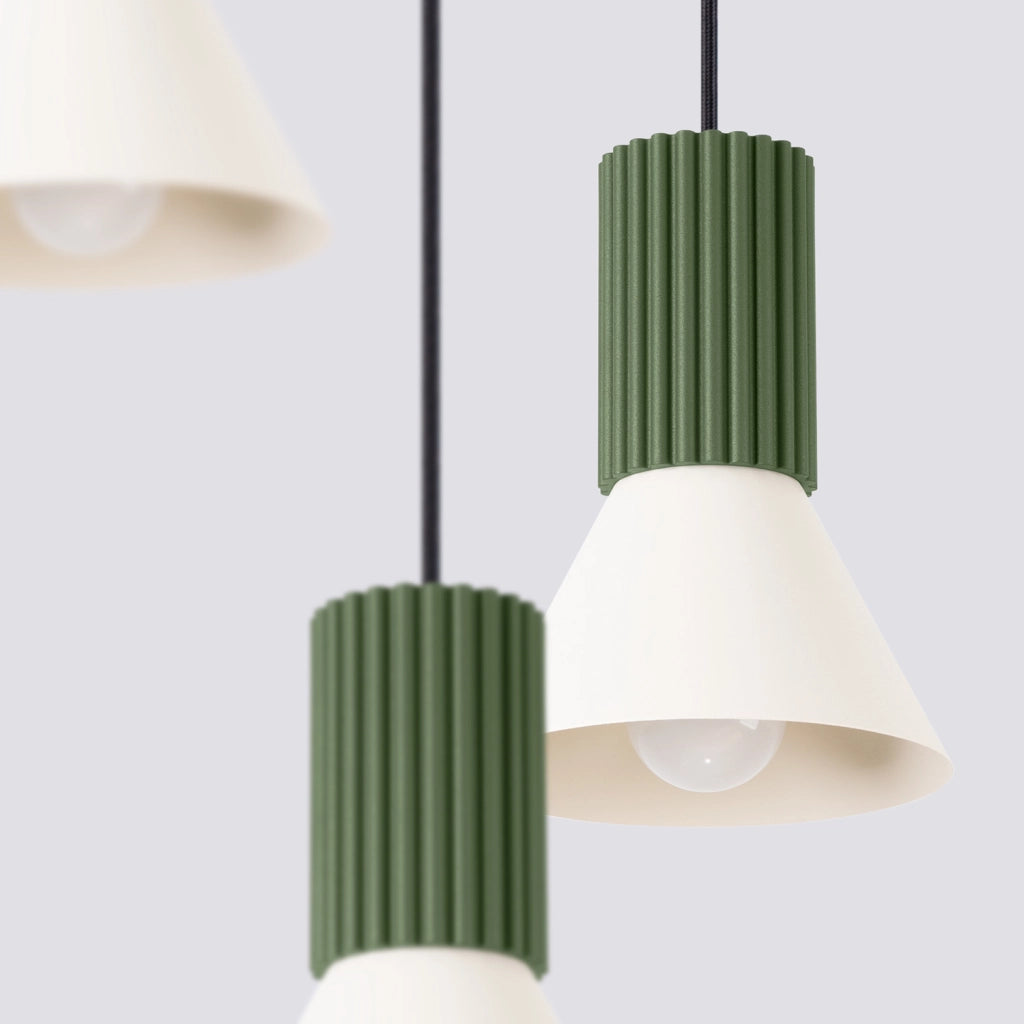 Lampada a sospensione moderna tripla verde/beige E14 MOLDEA