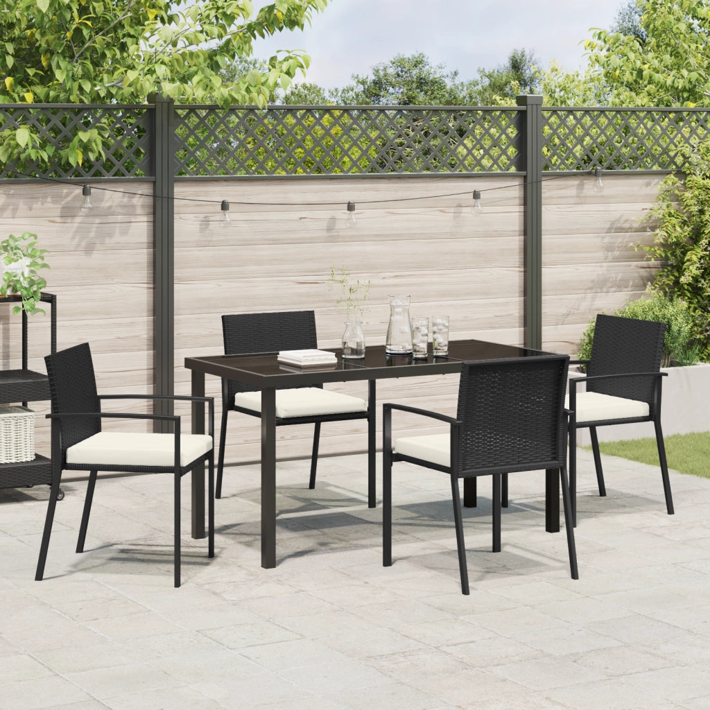 Set da pranzo da giardino 5 pezzi Nero Polyrattan