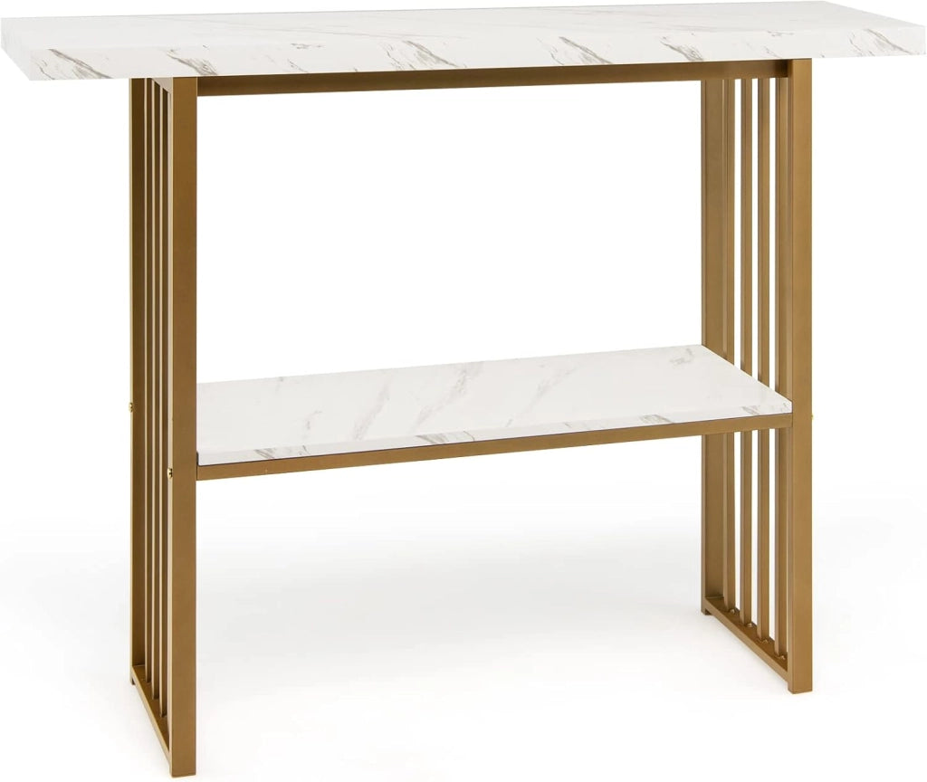Tavolo Consolle da Divano, Struttura Stabile in Ferro, Tavolo da Ingresso, Salvaspazio per Soggiorno, Salotto, Ingresso, Assemblaggio Facile, 120 x 30 x 90 cm
