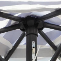Ombrellone da Giardino Inclinabile Φ230cm, Apertura a Manovella, Palo in Metallo e 6 Stecche, Blu e Bianco