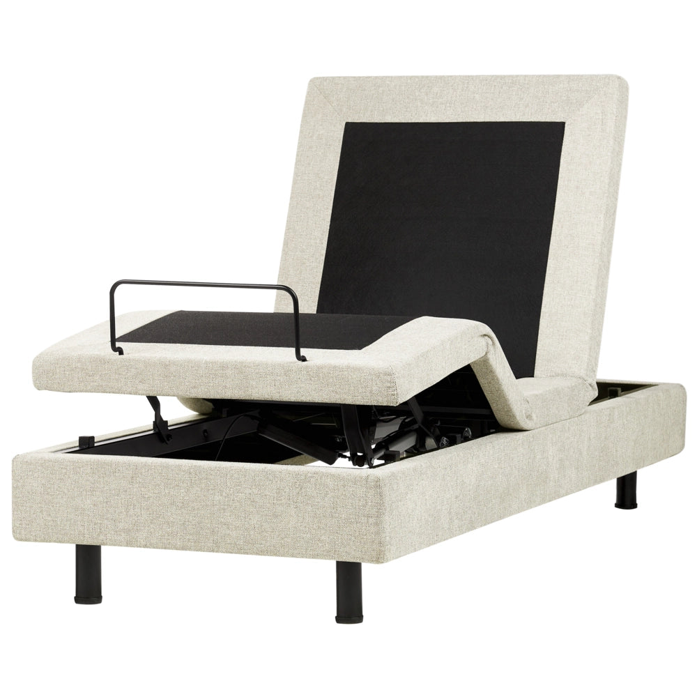 Letto elettrico matrimoniale tessuto beige regolabile con telecomando senza testiera 80x200 cm stile moderno