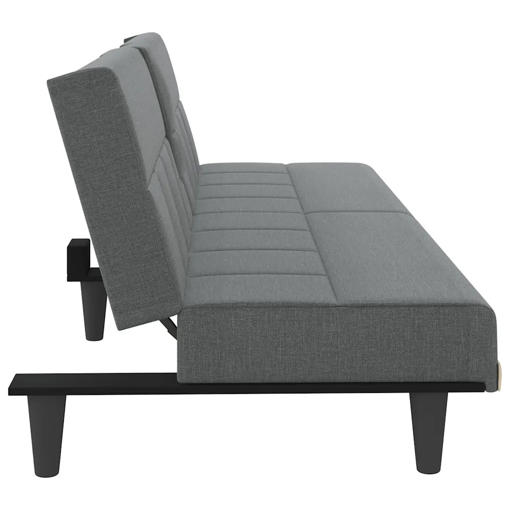 Divano Letto con Portabicchieri in Tessuto Grigio Scuro 351864