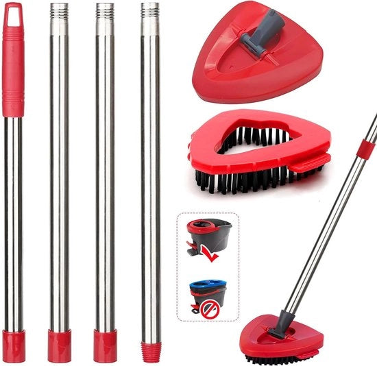 Spindweilkop base con manubrio per spazzola - sostituzione dweilkop 2-in-1 Turbo - disco a forma di triangolo per pulire superfici - compatibile con EasyWring & Cleaning/Turbo Smart Mop