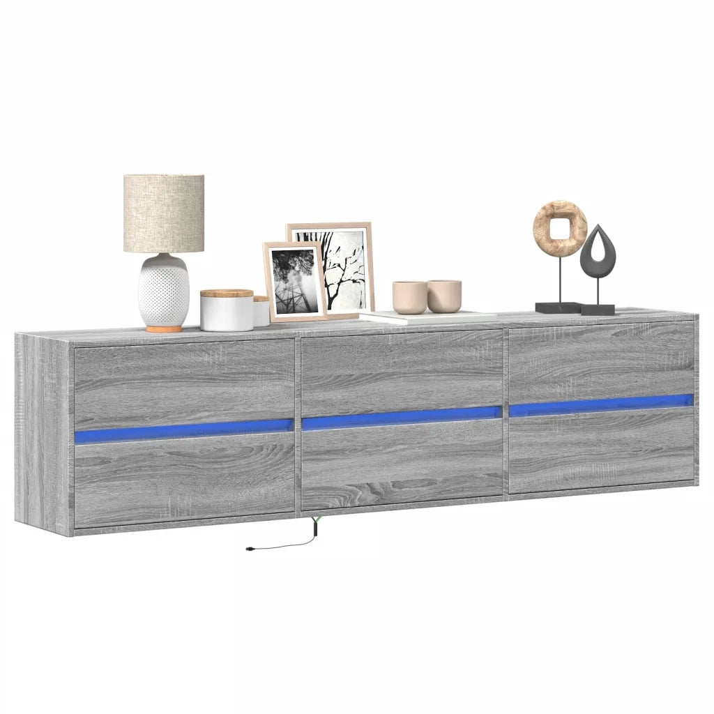 Mobile TV a Parete con LED-Mobile TV a Muro Grigio Sonoma 180x31x45 cm