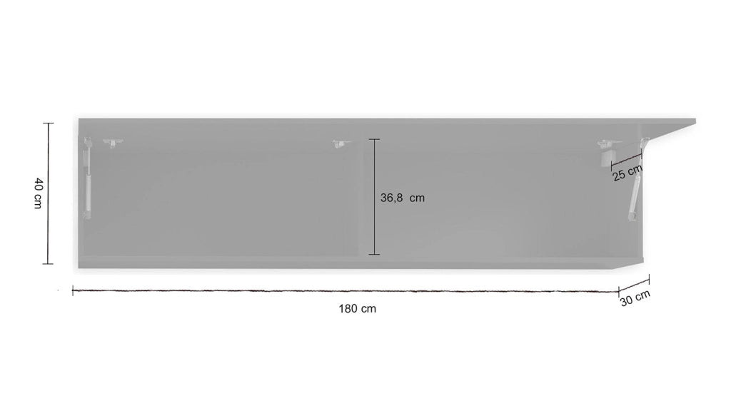 Pensile 1 Anta Vasistas 180x40x30 cm Maruska Grigio Antracite Opaco