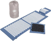 Mat di Massaggio Acupressione XXL - Set Completo per Auto-Massaggio del Collo e della Schiena - Incluso Cuscino con Punti di Pressione, Panno e Borsa - Blu
