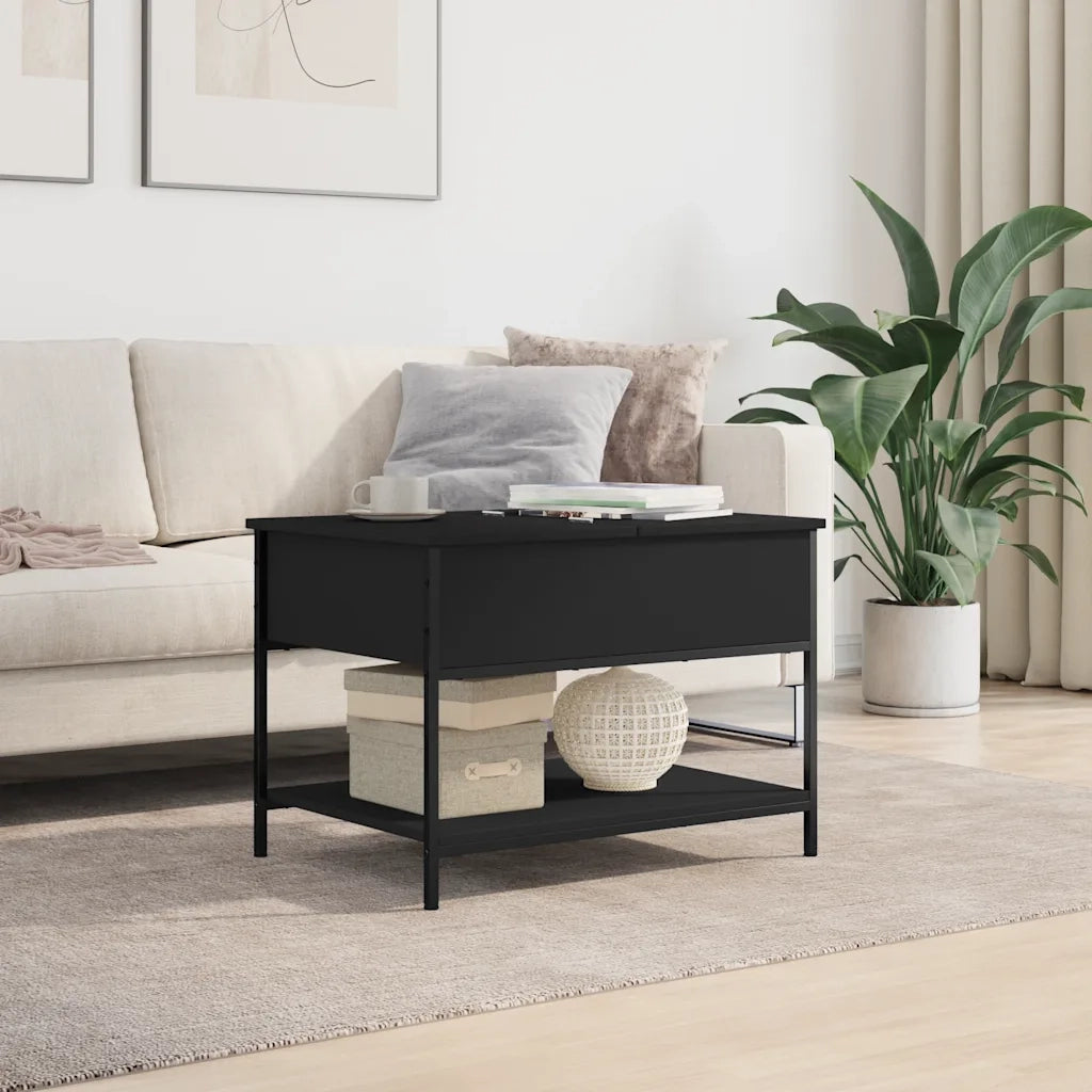 Tavolino da salotto | Tavolino da caff¨¨ | Tavolino da Soggiorno Nero 70x50x50cm Legno Multistrato Metallo
