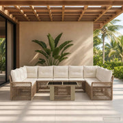 Set Divano da Giardino 10 pz Beige e Bianco Crema polyrattan 3436686