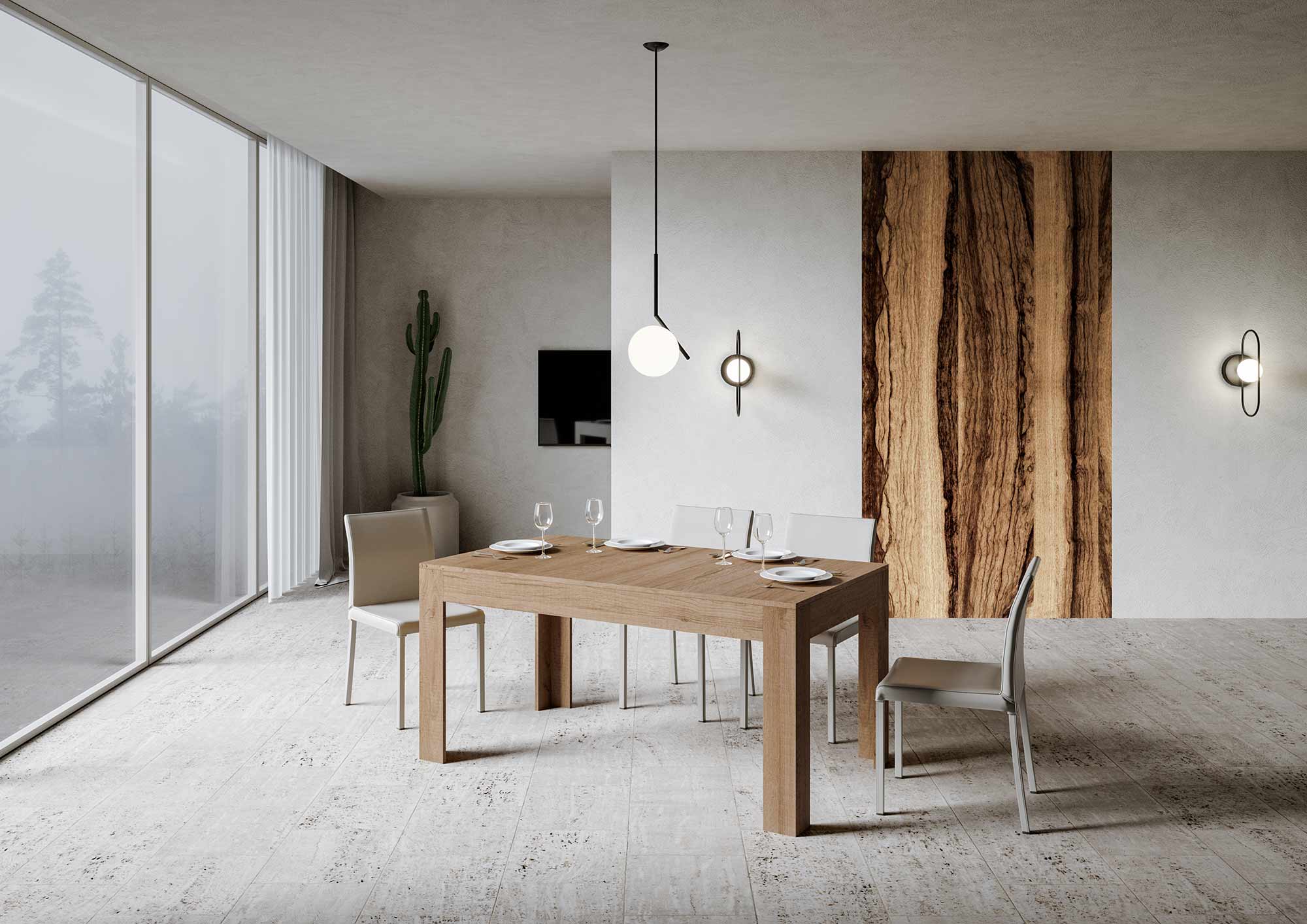 Tavolo Allungabile 160-220x90x77 cm Bibi Quercia Naturale