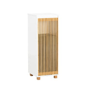 Mobile Lavanderia Con Sacco Portabiancheria Pieghevole Cassettiera Portabiancheria Mobiletto Bagno Bianco-Naturale, 32x33x85cm BZR126-W SoBuy
