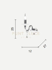 APPLIQUE LIVIA 1 LUCI OTTANIO- TRASPARENTE E CROMO ATTACCO E14 L.12CM