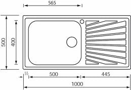 Lavello COMETA 100x50 1 vasca sinistra+ gocciolatoio ACCIAIO INOX 011446.S1.01.2018