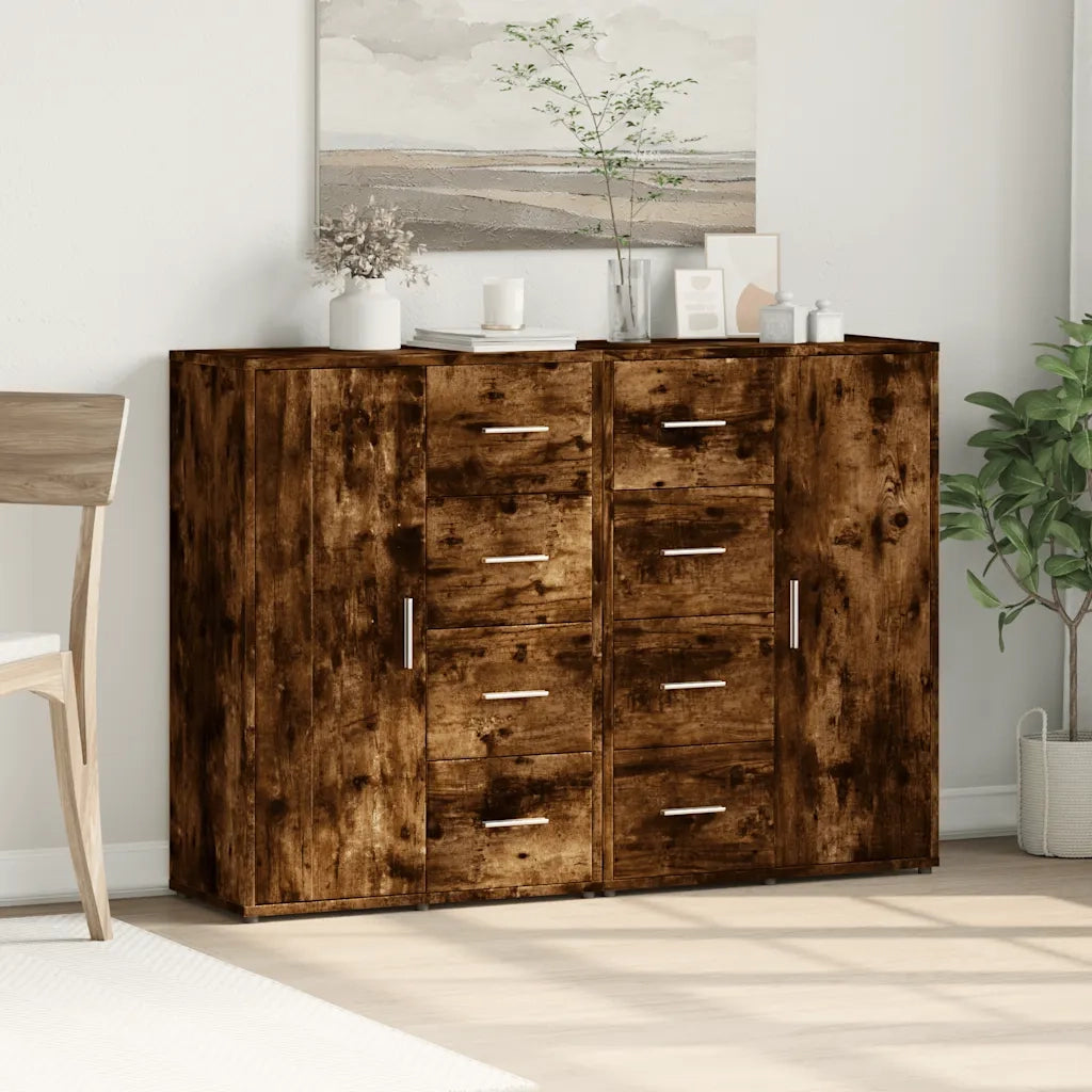 Credenze 2 pz | Madia | Buffet da pranzo | Armadio da pranzo Rovere Fumo 60x31x84 cm in Legno Multistrato