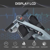 Vogatore Professionale a Tiraggio Centrale per Allenamento da Casa Salvaspazio con Display 130 x 47.5 x 67cm
