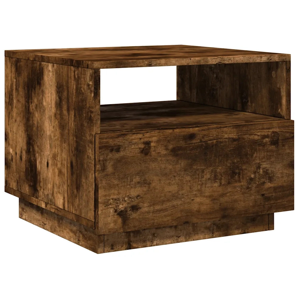 Tavolino da salotto | Tavolino da caff¨¨ | Tavolino da Soggiorno con Luci LED Rovere Fumo 50x49x40 cm