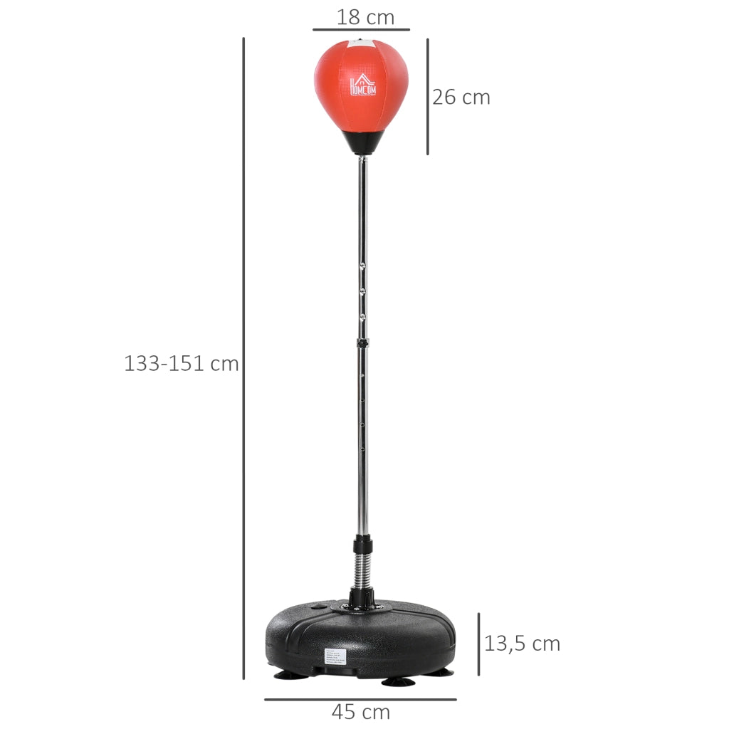 Sacco da boxe in piedi regolabile 133-151 cm con base, guanti e pompa ¨C zephmum ¨C nero e rosso