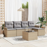 Set di Divani da Giardino con Cuscini 6 Pezzi Rattan Polyrattan Nero