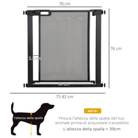 Cancellino per Cani Estensibile a Pressione 75-82x76 cm con Chiusura Automatica in Acciaio e ABS Nero