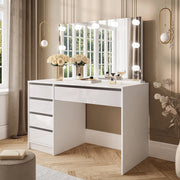 Lusiana, Scrivania 4 Cassetti, 120x55x143h cm Bianco Bianco Lucido