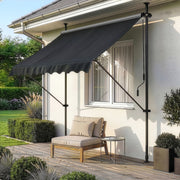 Tenda da Sole a Muro con Pali di Supporto Telescopici Parasole 150 x 120 cm (LxP) Nero pro.tec