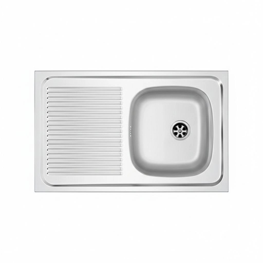 Lavello appoggio in acciaio 80x50 cm gocciolatoio SX - Cromo
