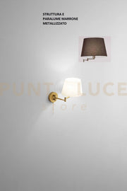 Crane applique in metallo marrone metallizzato 1 luce attacco E14 Interruttore on/off a catenella sulla base