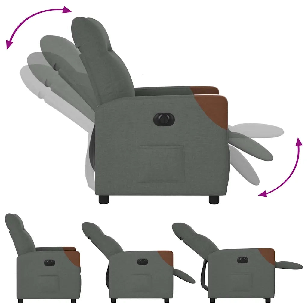 Poltrona Elettrica Reclinabile Grigio Scuro in Tessuto 3323991