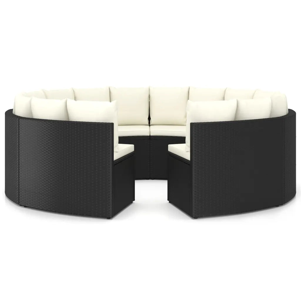 Set Divani da Giardino 8 pz con Cuscini in Polyrattan Nero 3064902