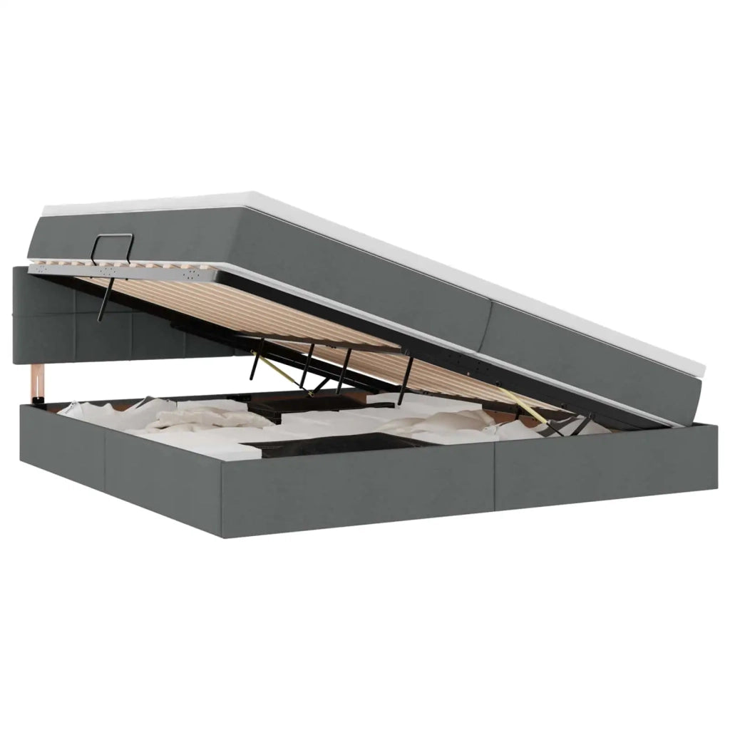 Letto con contenitore e materasso Grigio scuro 200 x 200 cm 3370531