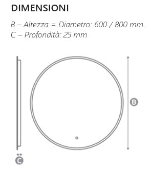 Specchio illuminazione led tondo mod. L104 - d.80 cm