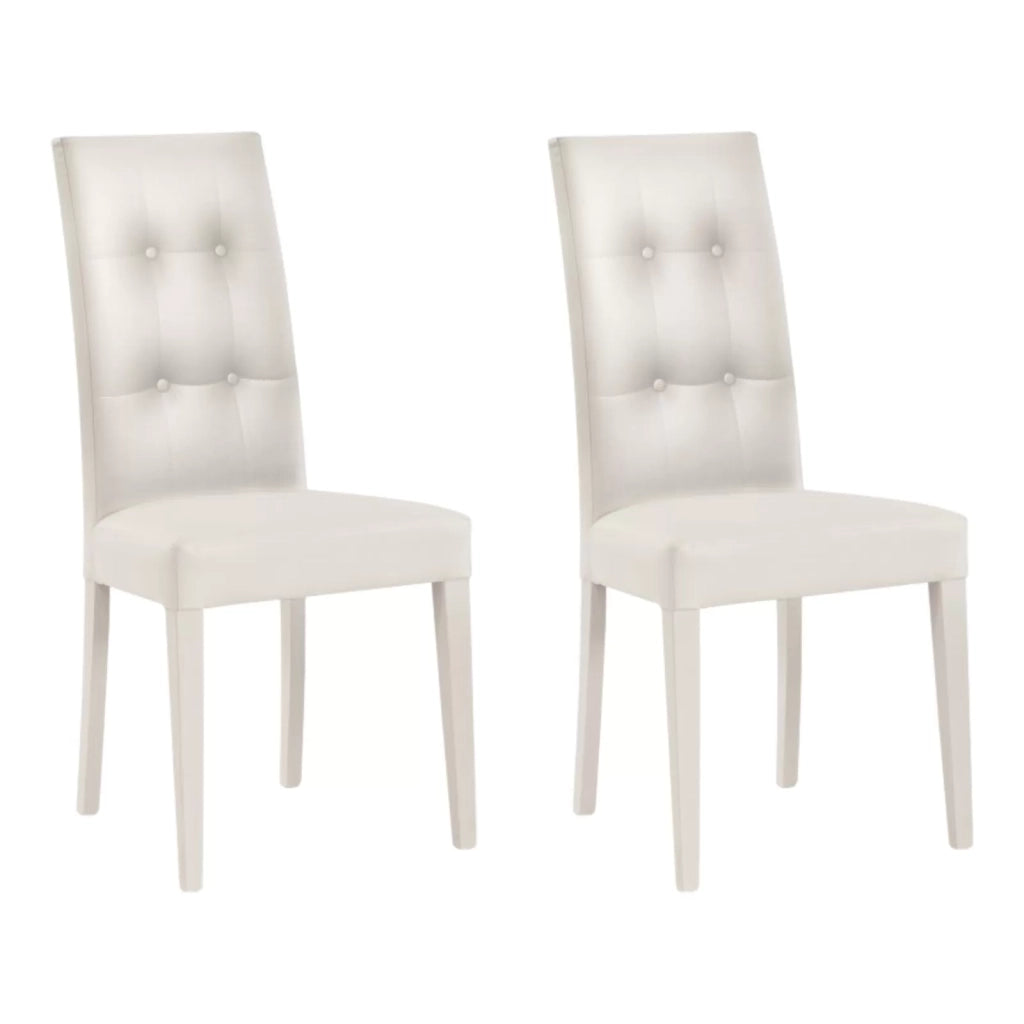 Set 2 sedie moderne in ecopelle 4 bottoni bianco (678) - Mobili 2G