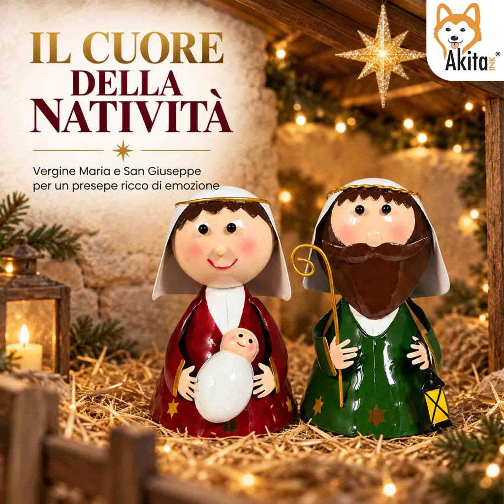 Akitaink Nativita' Maria e San Giuseppe in Latta 17 cm
