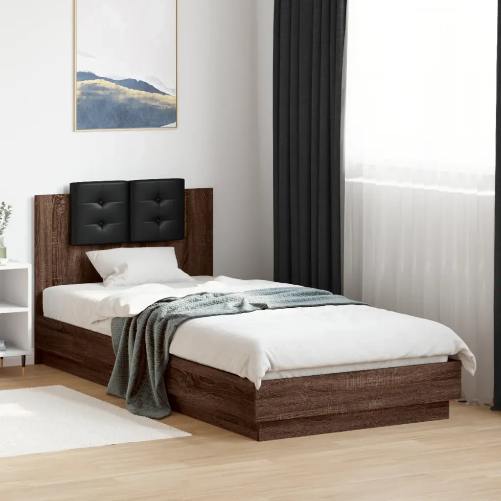 Giroletto Testiera-Struttura Letto Rovere Marrone 100x200 cm Legno Multistrato