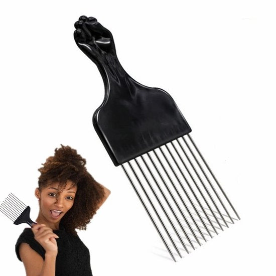 Kam per capelli afro antistatico - Krullend Kapsel - Peso leggero - Materiale di alta qualità in plastica/acciaio - Denti larghi - Krulkam