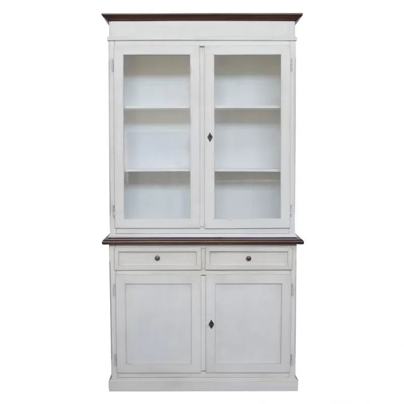 Cristalliera 2 porte shabby legno bianco invecchiato noce 105x42x205 - Mobili 2G