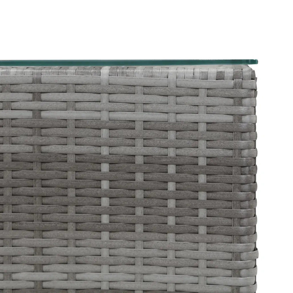 Tavolini Laterale 3 pz con Piano in Vetro Grigi in Polyrattan 46985