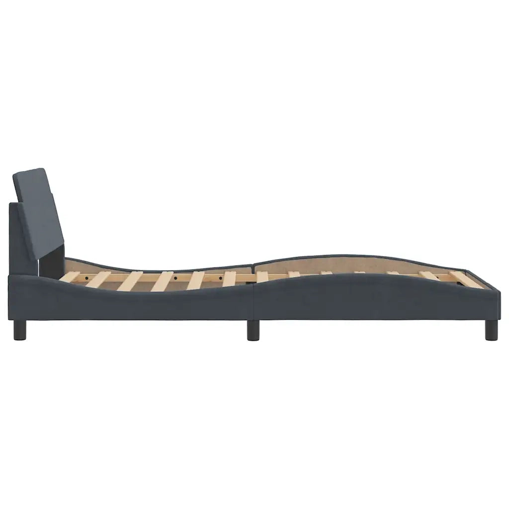 Letto singolo | Letto per adulti | Giroletto Dover Grigio Scuro 100x200 cm Velluto
