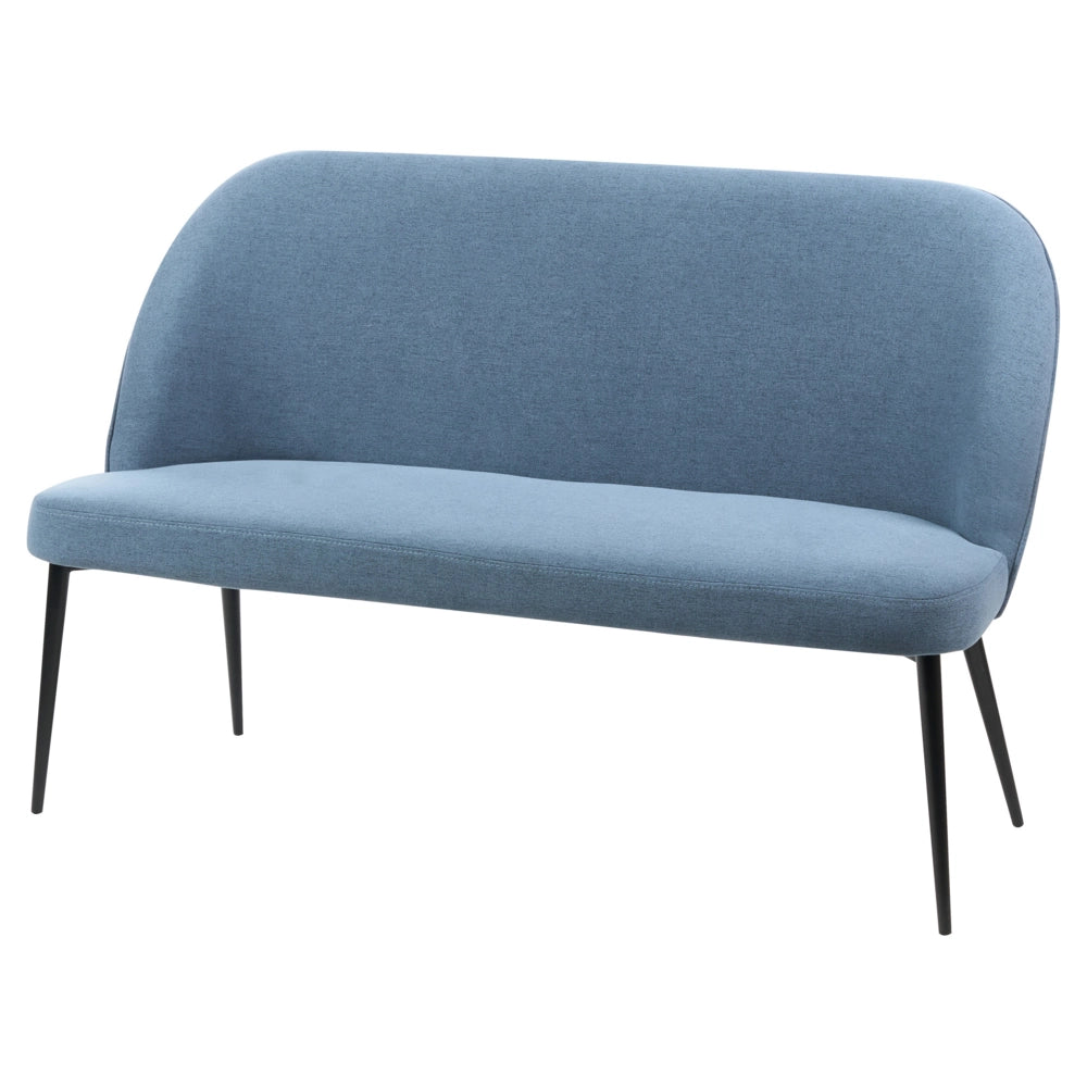 Divano da cucina Rivestimento in tessuto blu Struttura in metallo a 2 posti Gambe nere Panca