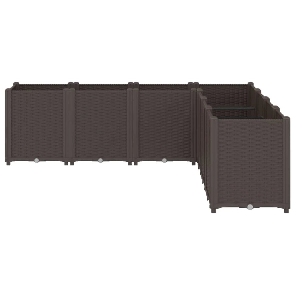 Fioriera rialzata per piante fiori terrazza giardino 160 x 160 x 53 cm polipropilene marrone 02_0037457