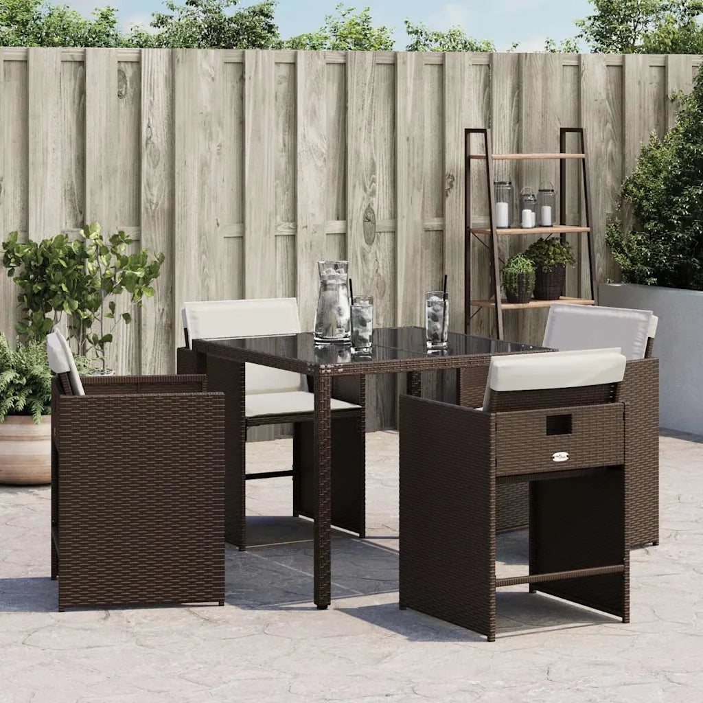 Sedie da Giardino con Cuscini 4 pz | Sedie da Esterno Marroni in Polyrattan