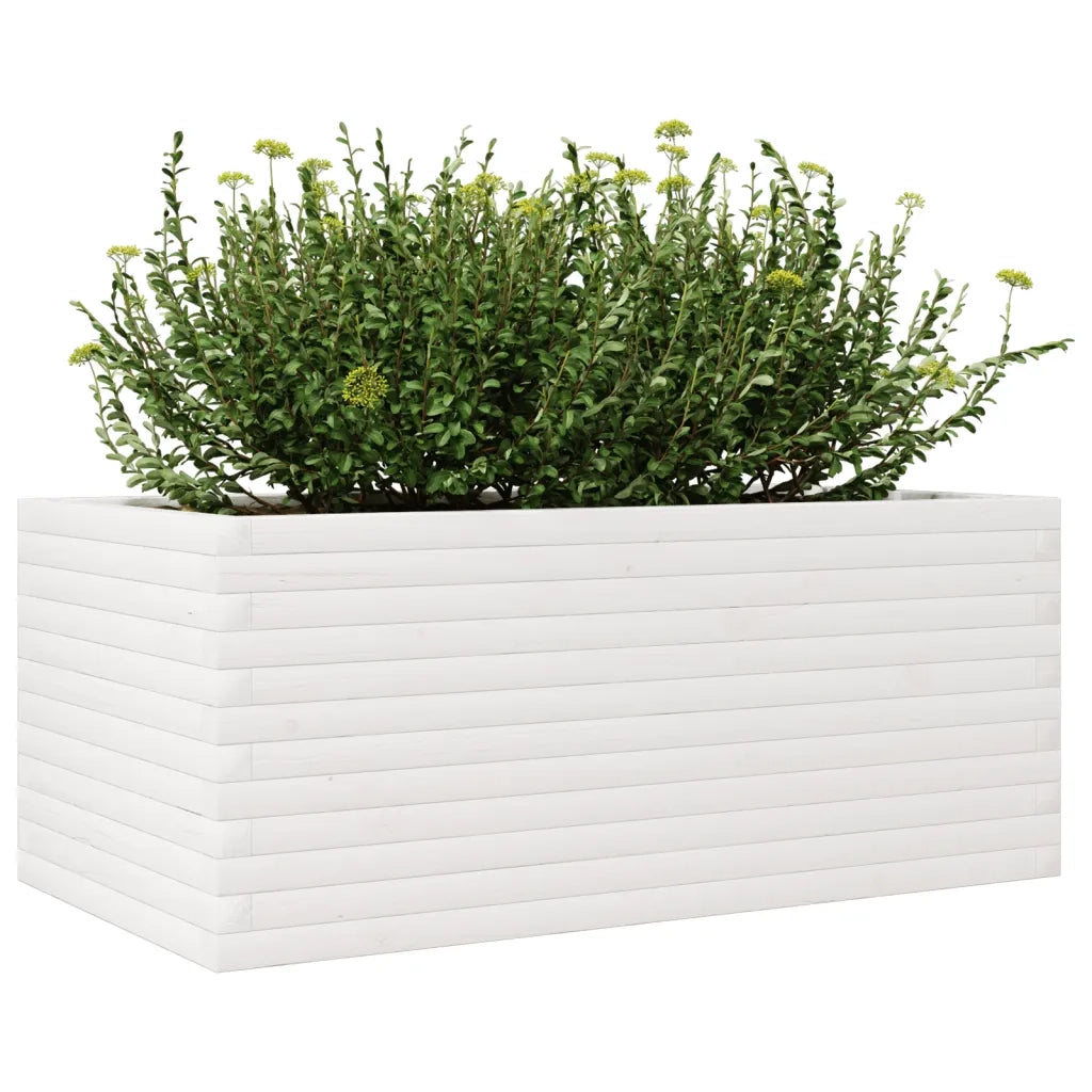 Fioriera da Giardino Bianca 110x60x45,5 cm Legno Massello Pino 847284