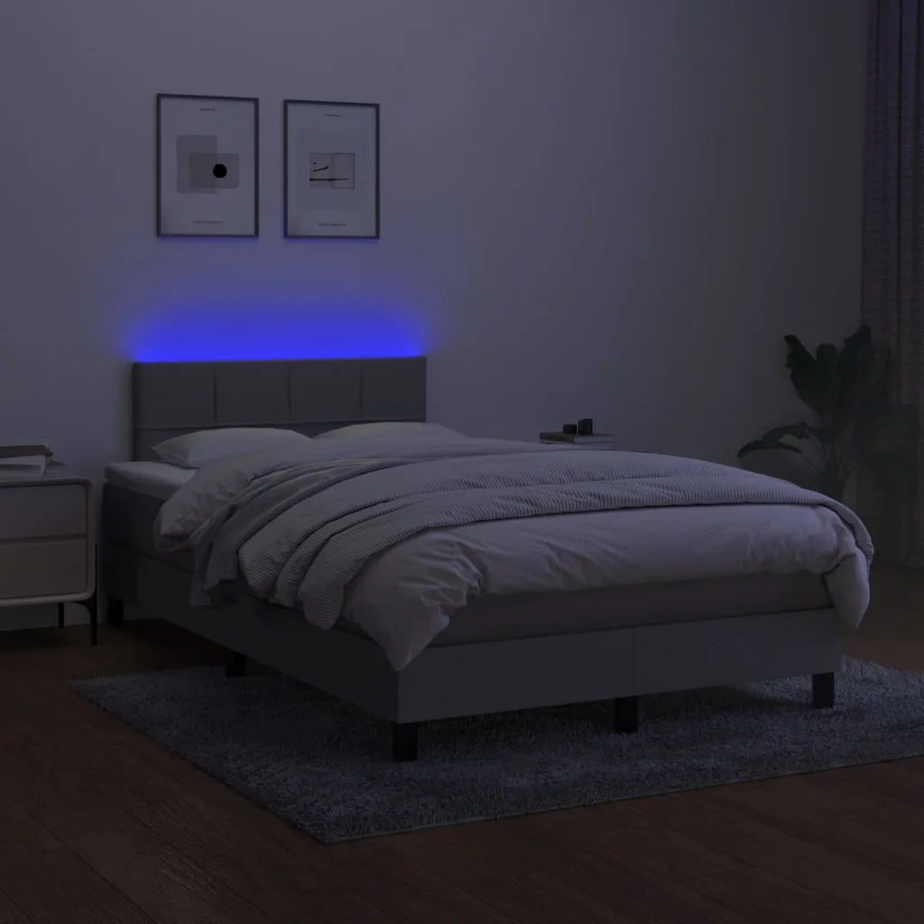 Letto a Molle Materasso e LED Grigio Chiaro 120x200 cm Tessuto 3133141
