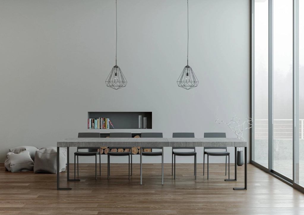 Consolle allungabile 90x40/300 cm Tekno Premium Cemento telaio Antracite
