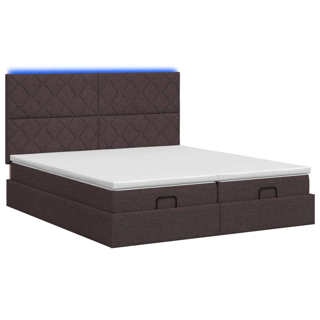Letto Ottomano con Materasso e LED Marrone Scuro 180 x 200 cm 3458461