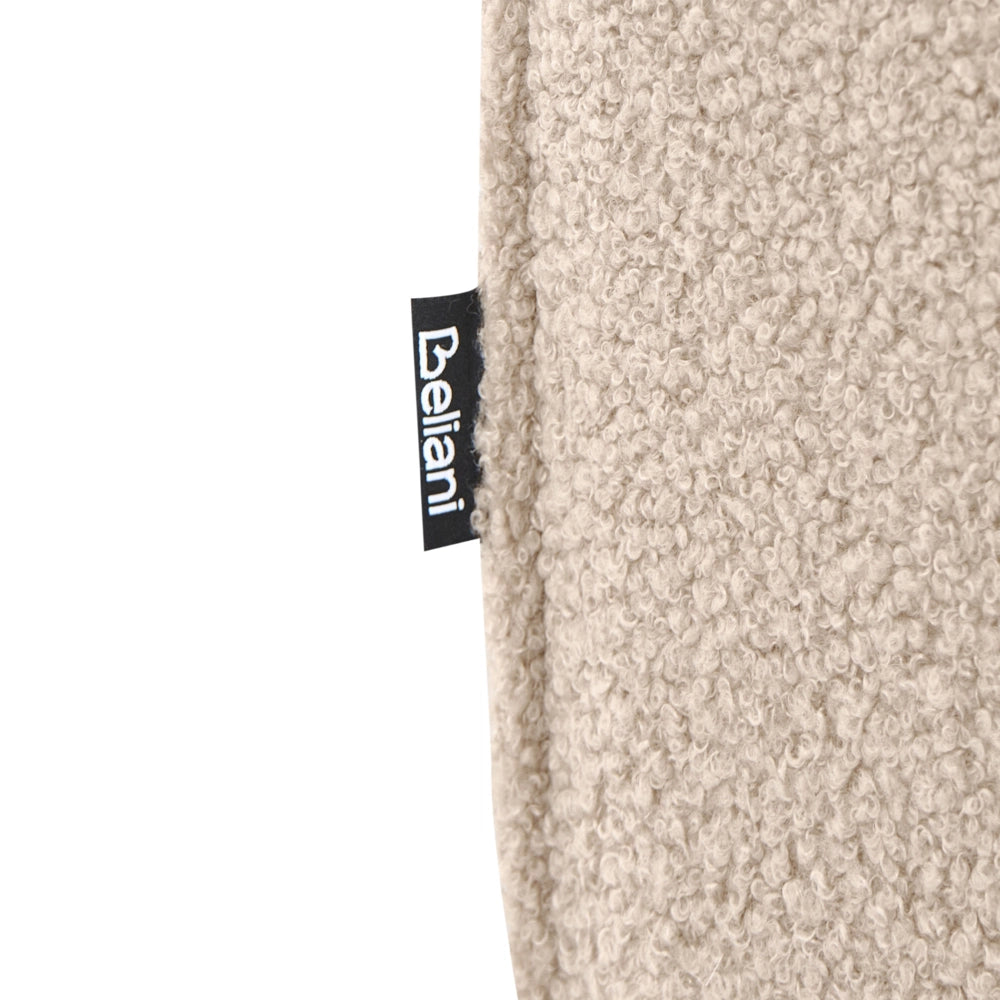 Pouf rettangolare in tessuto bouclè beige stile moderno