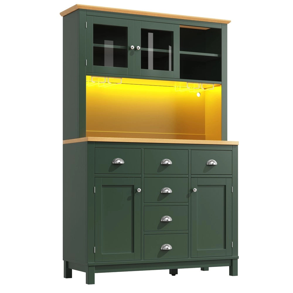 Mobile Buffet con LED ¨C Xylo ¨C Verde/Bianco, 4 Ante, 104x40x180 cm