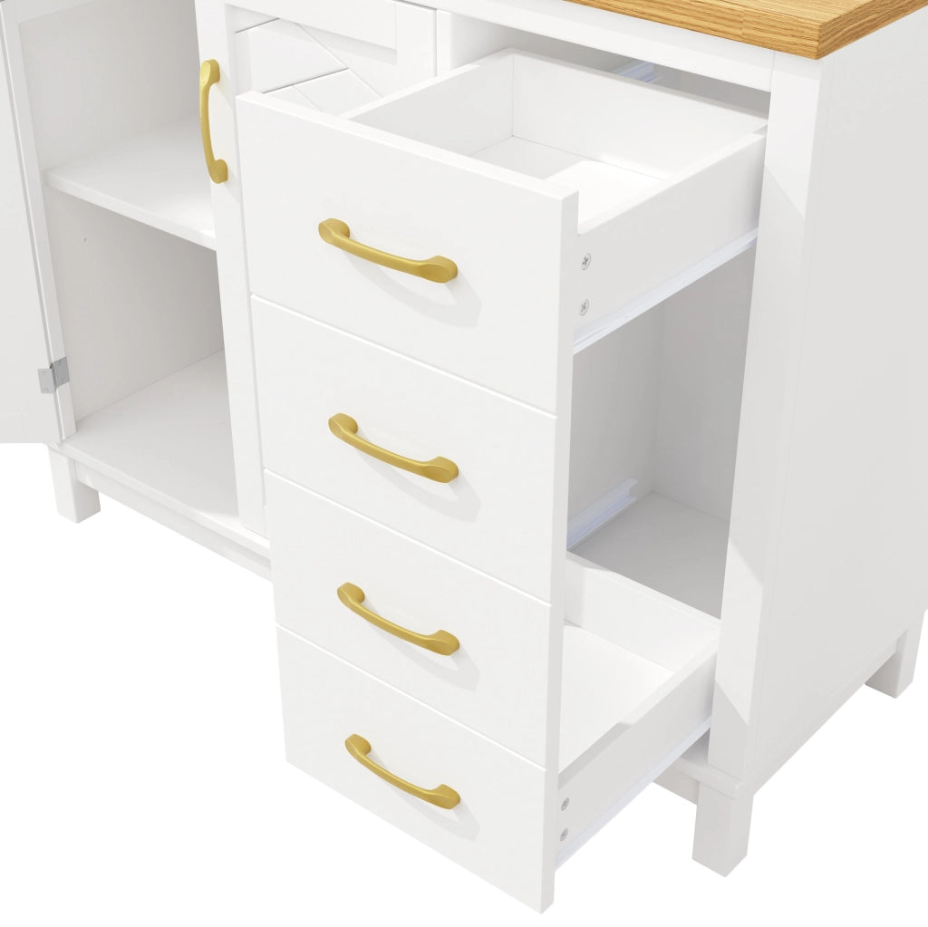 Credenza da cucina con LED, 105,5x40x180 cm, bianca