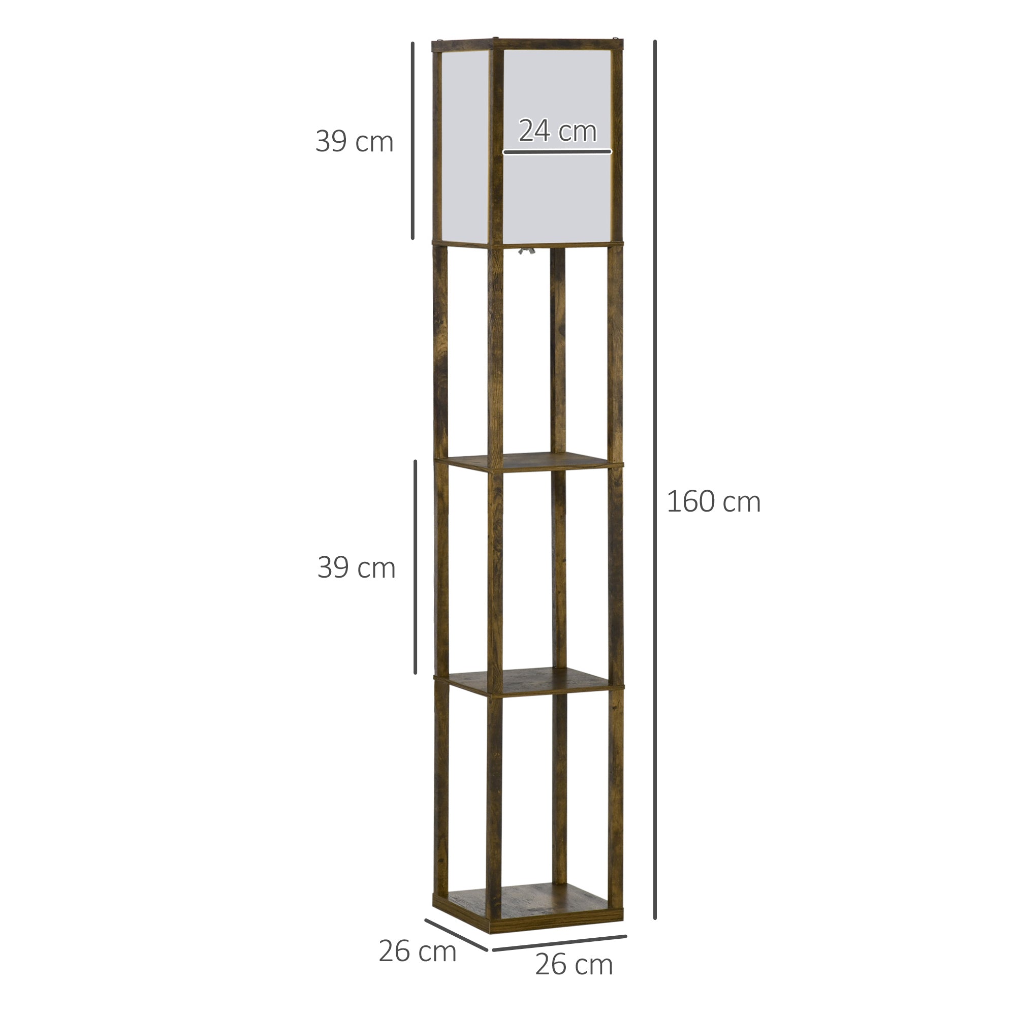 Lampada da Terra Attacco E27 Potenza 40W con Mensole in MDF Colore Legno