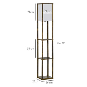 Lampada da Terra Attacco E27 Potenza 40W con Mensole in MDF Colore Legno